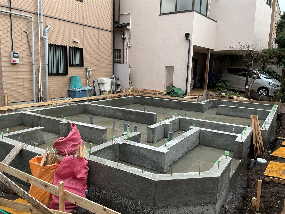 コトブキホームビルダー目黒区A邸ベタ基礎完成